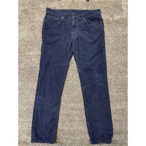 Polo Ralph Lauren Corduroy Pants Mens 36x32 Navy Blue Leather Patch